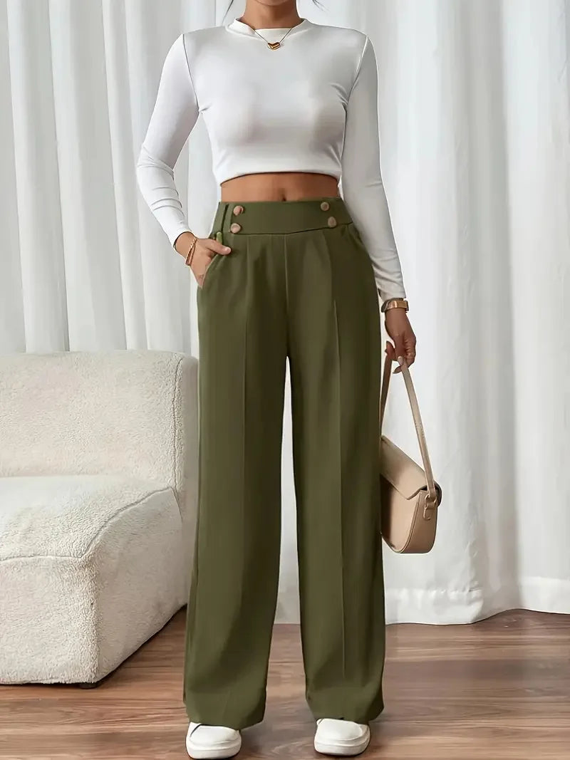 Women’s High Waist Straight Leg Office Trousers