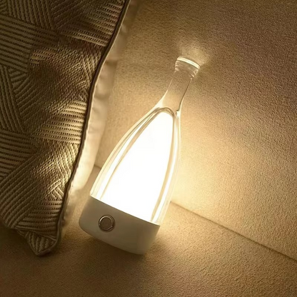 LZINA™ | Wine Bottle Desk Lamp with Bluetooth Speaker – Rechargeable Modern Bedside Night Light