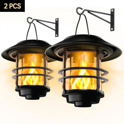 LZINA™ | Solar Wireless Waterproof Flickering Sun Flame Lantern Light | - WallLant