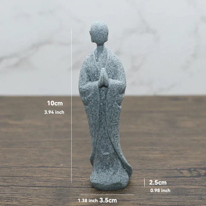 LZINA™ | Buddha Stone Statue Small Buddhist Monks Tibetan Buddhism Figures Zen Garden Ornament Meditation Home Aquarium Decoration