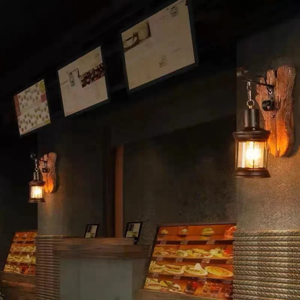 BowLift Retro Lantern Lamp - Industrial Wall Light Fixture