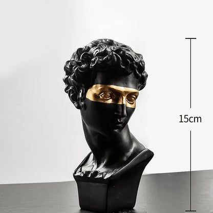 LZINA™ | Statues for decoration, 15 cm, David, coffee table, home decoration, ornaments, bust of a room made of plaster, white resin, decorative art sculpture