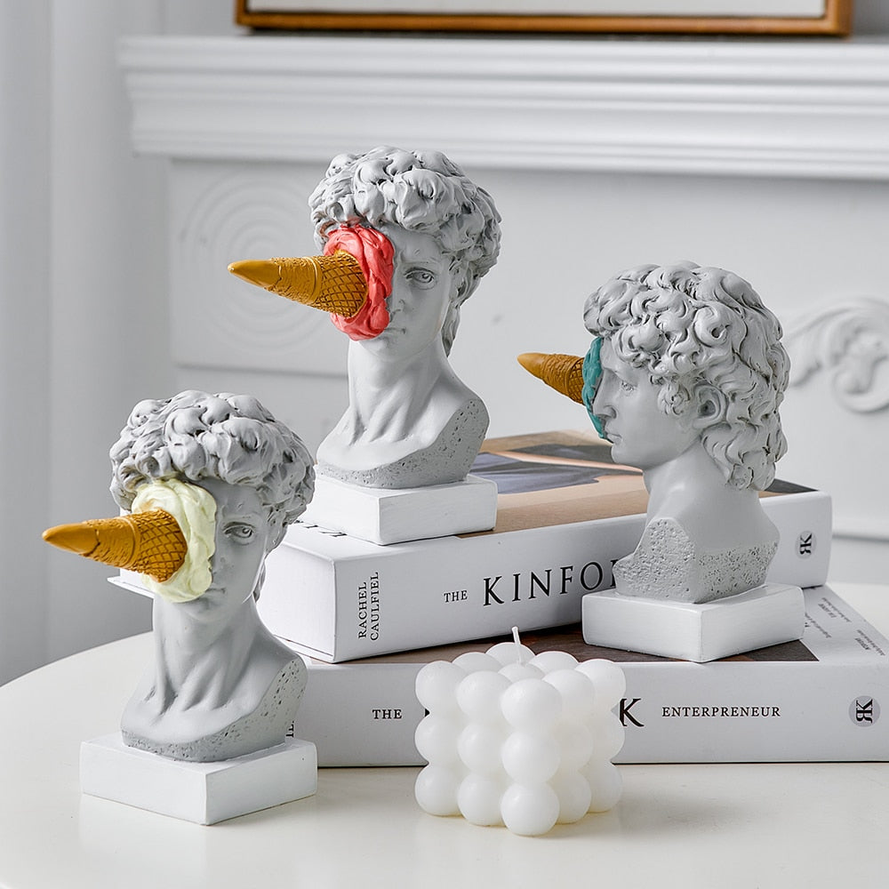 LZINA™ | David Figurine with Ice Cream Home Decoration Sculpture