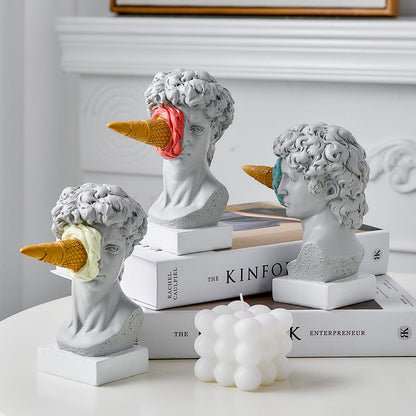 LZINA™ | David Figurine with Ice Cream Home Decoration Sculpture