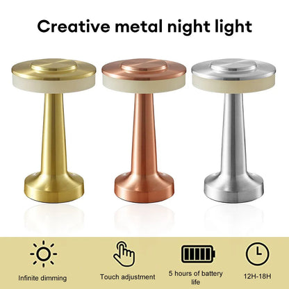 BowLift Retro LED Table Lamp – USB Rechargeable, Infinitely Dimmable Night Light for Bedroom, Bar & Camping, Ambient Lighting