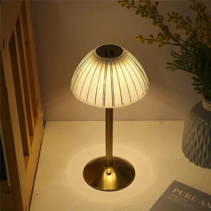 BowLift GlassGleam: Cordless LED Table Lamp with 3 Color Temperatures and Dimming