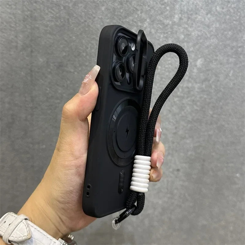 LZINA™ | Magnetic Soft Wrist Bracket Lens Cover iPhone Case