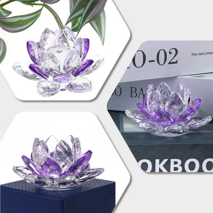 LZINA™ | Crystal Lotus Flower Craft Glass Paperweight Home Decoration Ornaments Figures Home Wedding Party Decor Gifts Souvenir