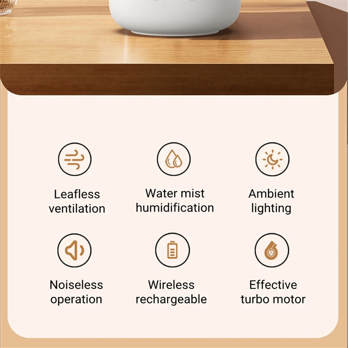 LZINA™ | Portable fan without blades with humidifier and night light for refreshing comfort
