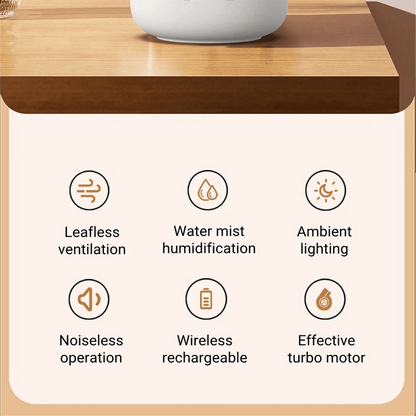 LZINA™ | Portable fan without blades with humidifier and night light for refreshing comfort