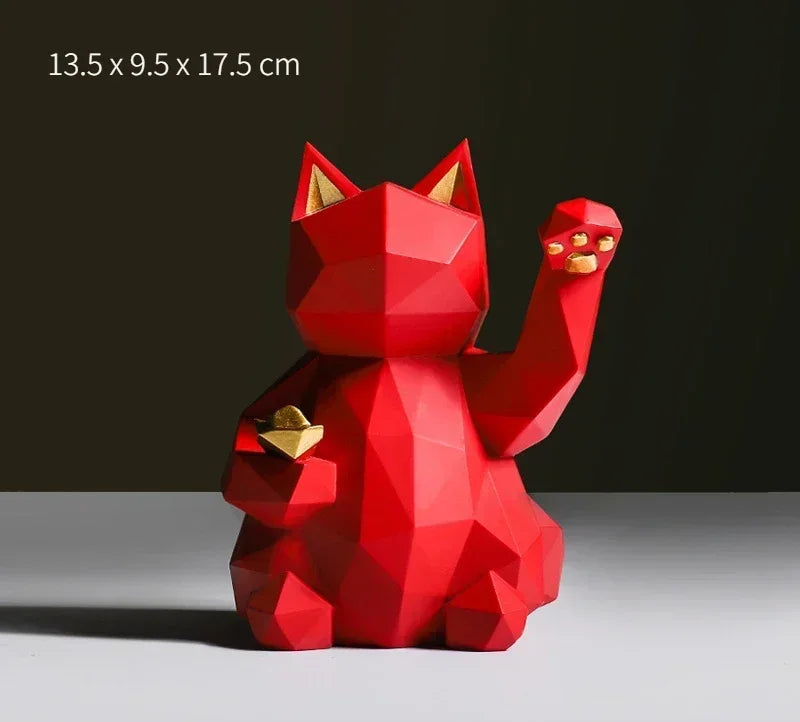 LZINA™ | Nordic Minimalism Geometry Lucky Cat Statues