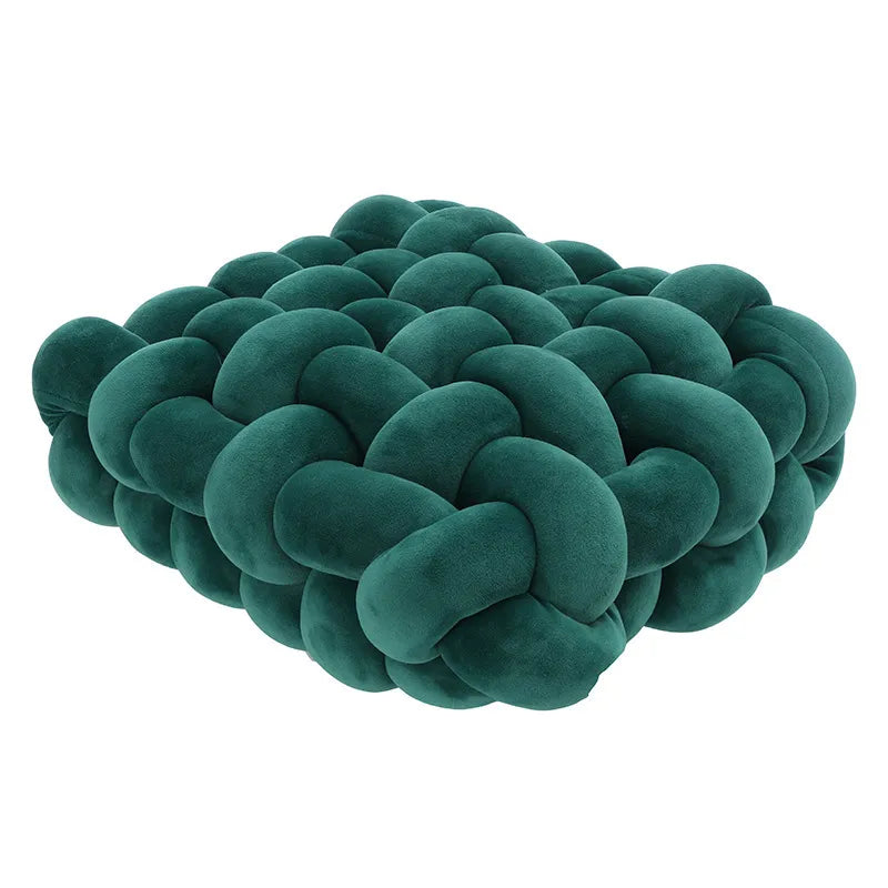 BowLift | Living Room Soft Plush Knot Pillow Sofa Pillow Solid Color Square Handwoven Home Throw Pillow Square Woven Seat Cushion Pillow