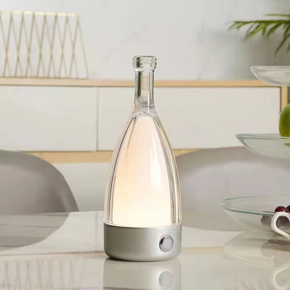 LZINA™ | Wine Bottle Desk Lamp with Bluetooth Speaker – Rechargeable Modern Bedside Night Light
