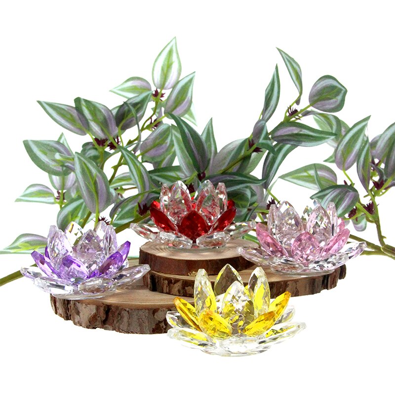 LZINA™ | Crystal Lotus Flower Craft Glass Paperweight Home Decoration Ornaments Figures Home Wedding Party Decor Gifts Souvenir