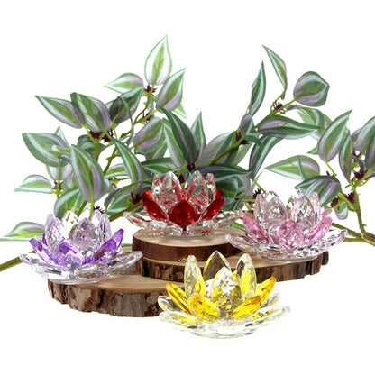 LZINA™ | Crystal Lotus Flower Craft Glass Paperweight Home Decoration Ornaments Figures Home Wedding Party Decor Gifts Souvenir