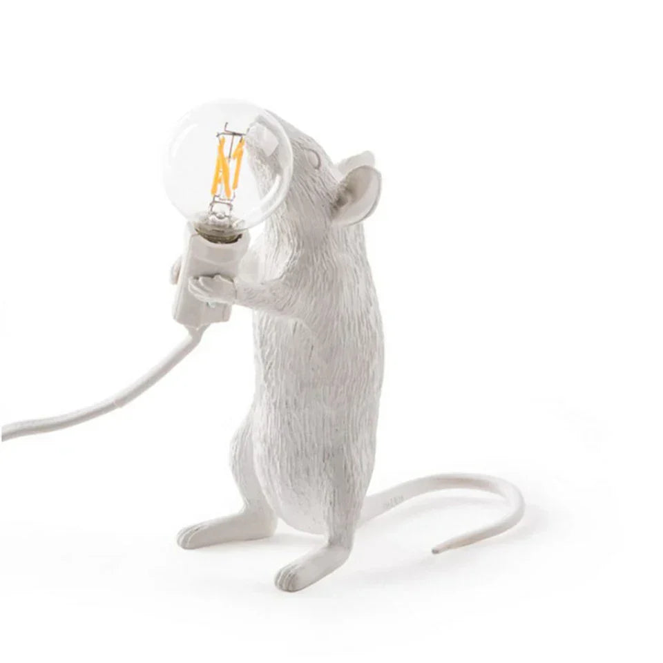 BowLift Modern LED Animal Table Lamps - Resin Rat, Cat, and Squirrel Night Lights