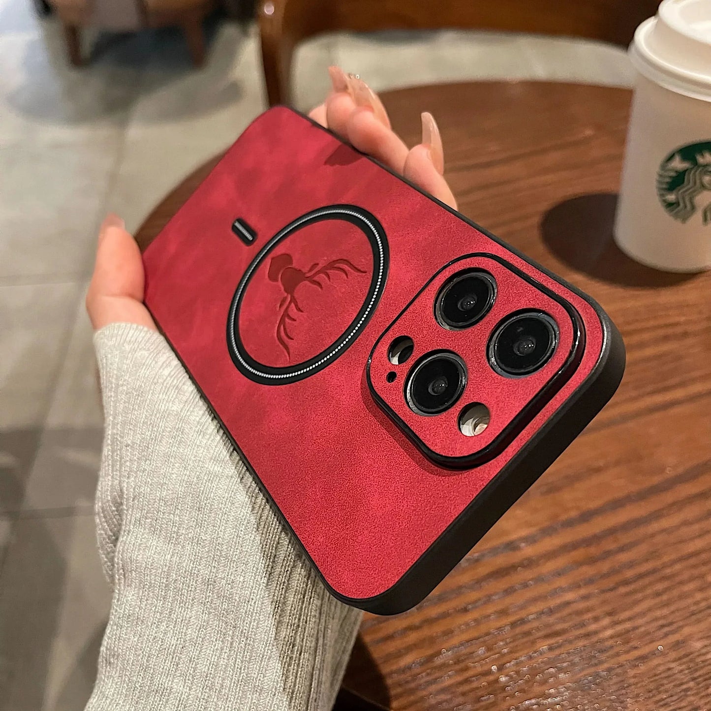 LZINA™ | Deer Leather iPhone Case MagSafe Wireless Charging