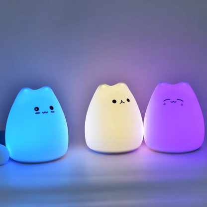 LZINA™ | Charming Cat Silicone Night Light with 7-Color Touch Sensor