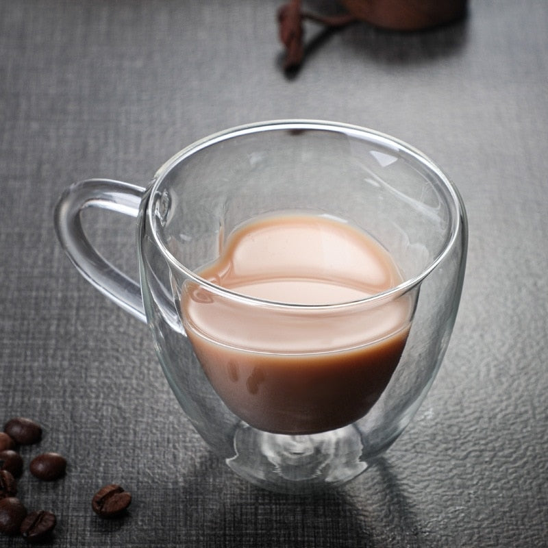 BowLift | Heart Love Shape Glass Mug Double-Walled Coffee Cups Insulated Tea Milk Lemon Juice Water Cup Heat-Resistant Drinkware Lover Gift
