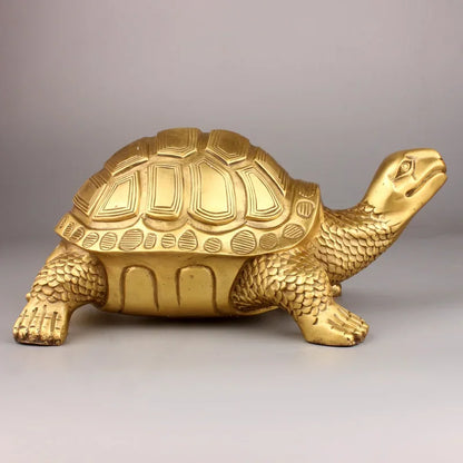 LZINA™ | Brass Feng Shui Turtle Statue Lucky Animal Sculpture for Longevity Home Office Decoration Figurine Gift Study Ornament