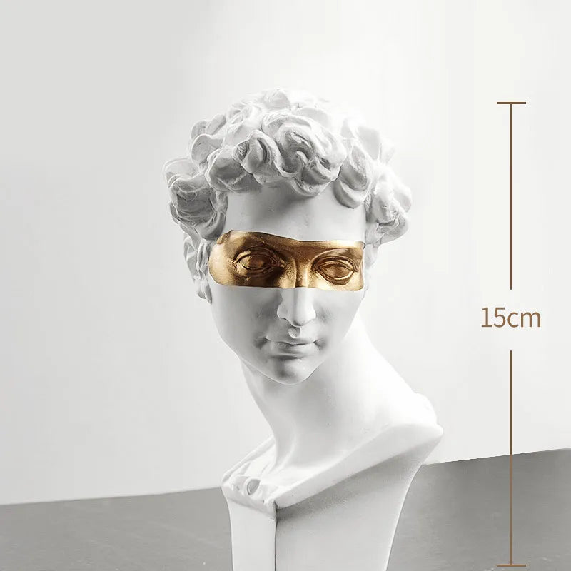 LZINA™ | Statues for decoration, 15 cm, David, coffee table, home decoration, ornaments, bust of a room made of plaster, white resin, decorative art sculpture