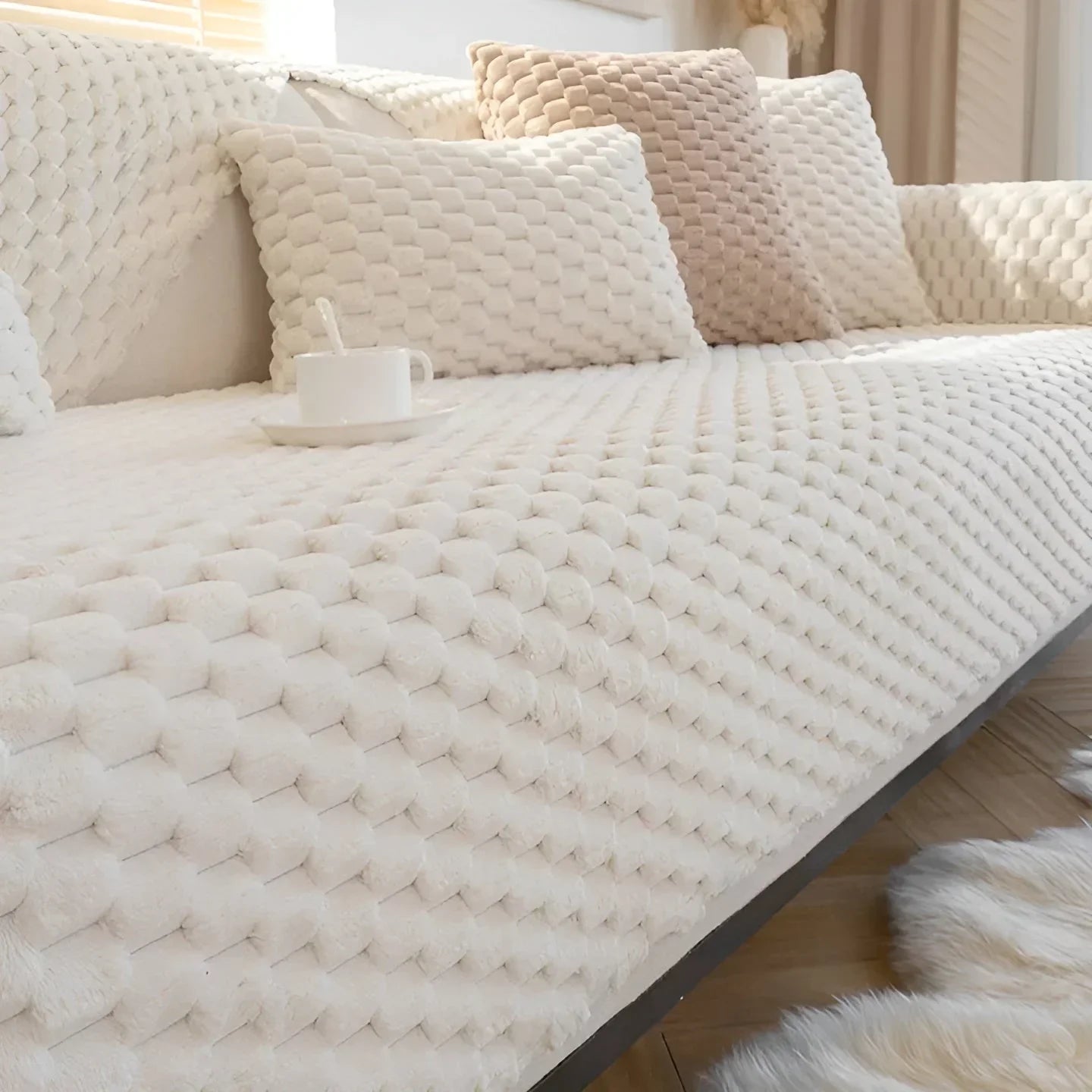 BowLift | Luxurious velvet sofa cover with textured pattern
