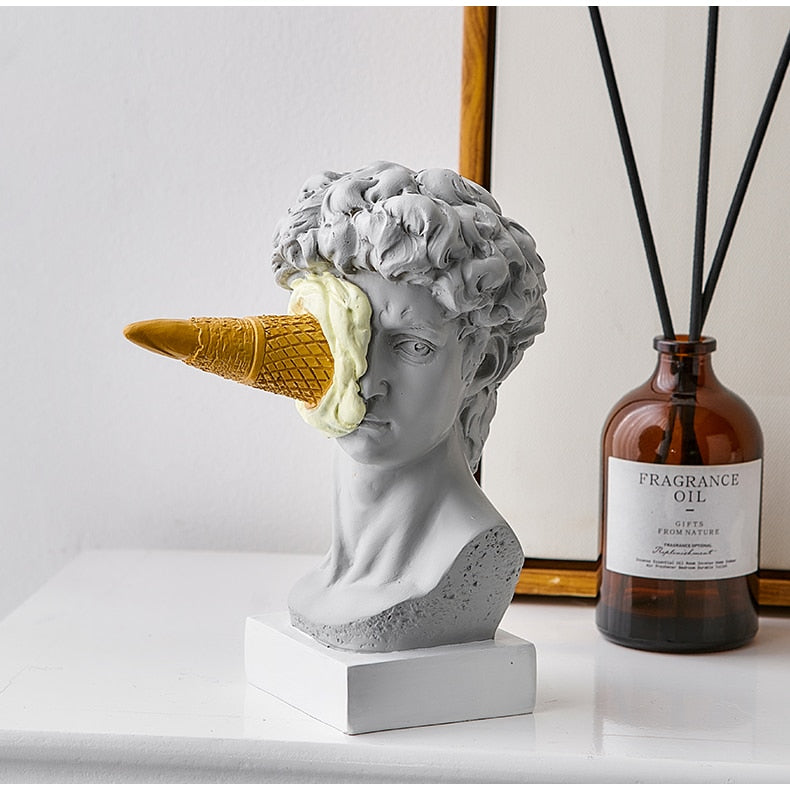 LZINA™ | David Figurine with Ice Cream Home Decoration Sculpture