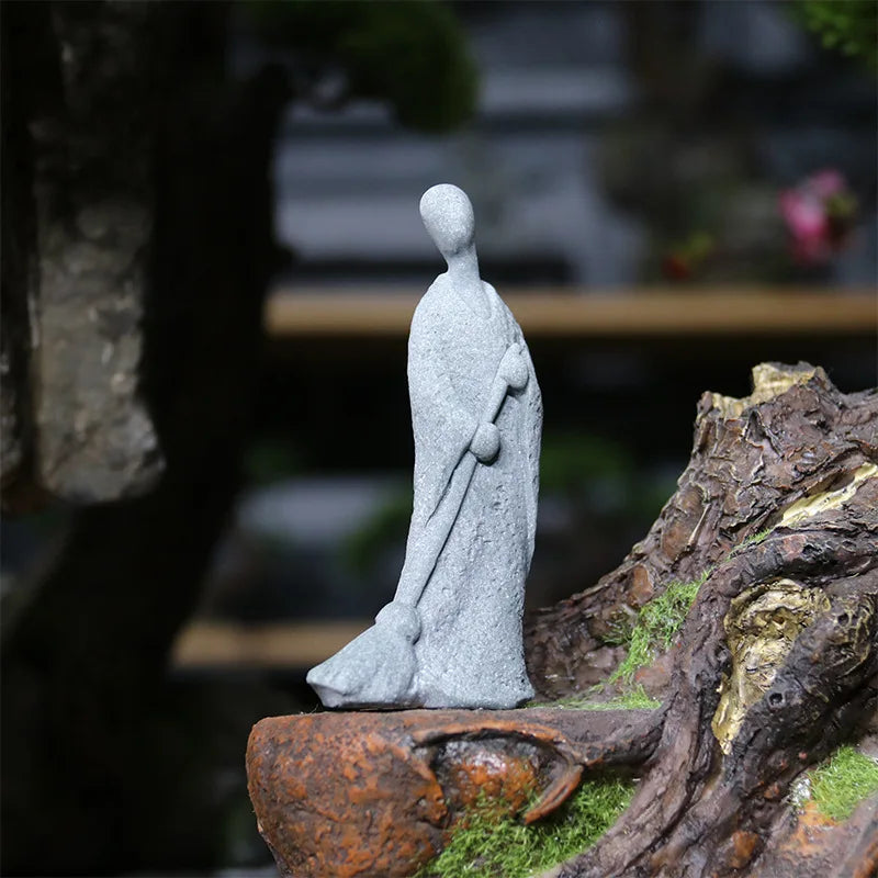 LZINA™ | Buddha Stone Statue Small Buddhist Monks Tibetan Buddhism Figures Zen Garden Ornament Meditation Home Aquarium Decoration