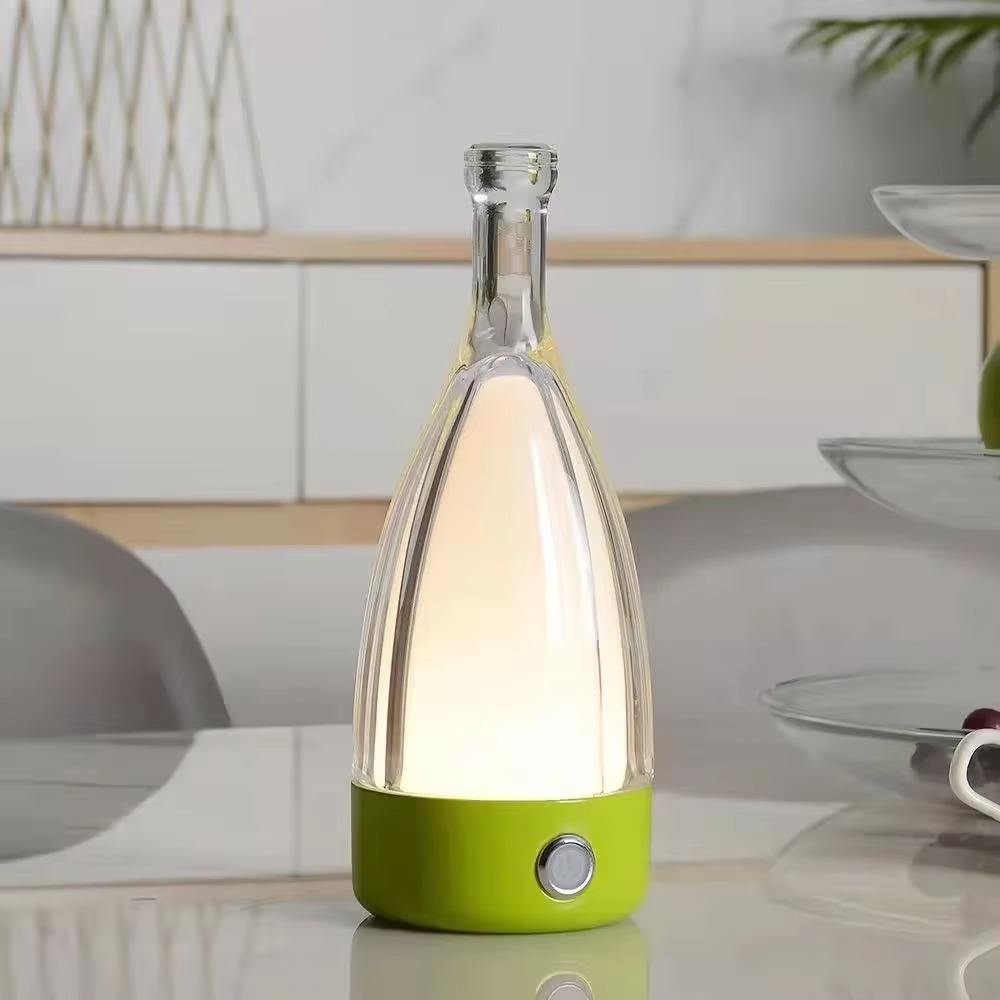 LZINA™ | Wine Bottle Desk Lamp with Bluetooth Speaker – Rechargeable Modern Bedside Night Light