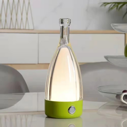 LZINA™ | Wine Bottle Desk Lamp with Bluetooth Speaker – Rechargeable Modern Bedside Night Light