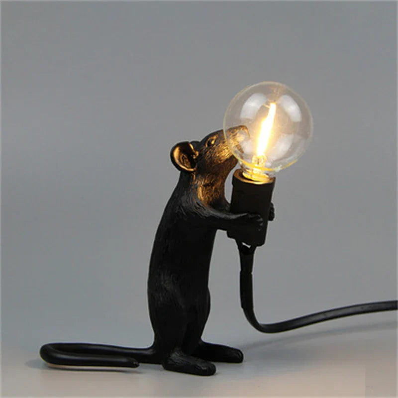 BowLift Modern LED Animal Table Lamps - Resin Rat, Cat, and Squirrel Night Lights