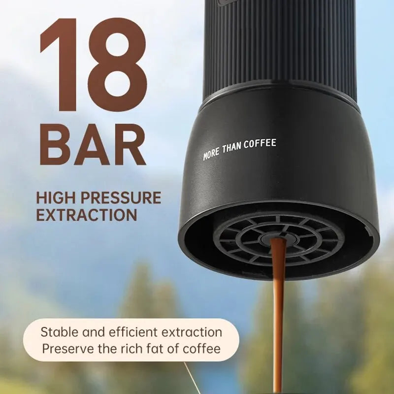 LZINA™ | Portable Coffee Machine 18 Bar, Hand Pressure Operation, ZZUOM CM101, Compact Extraction for Outdoor Camping Travel Use