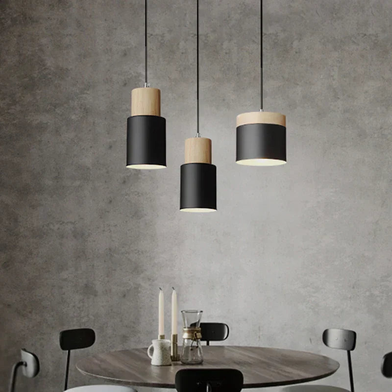 BowLift | Nordic LED Pendant Lights Made of Metal and Wood - Modern Hanging Lamps for Dining Room and Kitchen