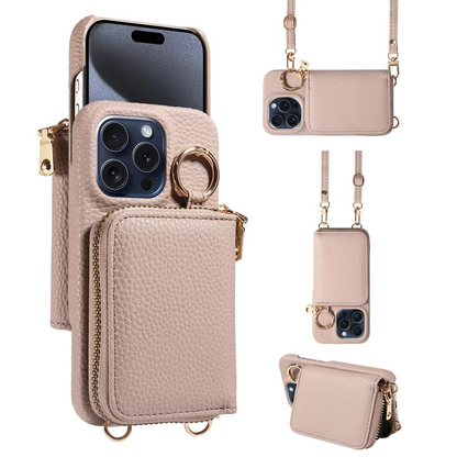 LZINA™ | Premium Leather Multi-Function iPhone Case with Anti-Degaussing Protection