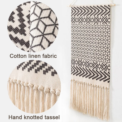 LZINA™ | Bohemian Wall Tapestry, Macrame Wall Hanging, Home Decoration, Cotton Linen Tassel, Handcrafted, Woven, Geometric Canvas Art, Background Wall Tapestries