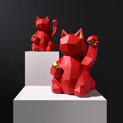 LZINA™ | Nordic Minimalism Geometry Lucky Cat Statues