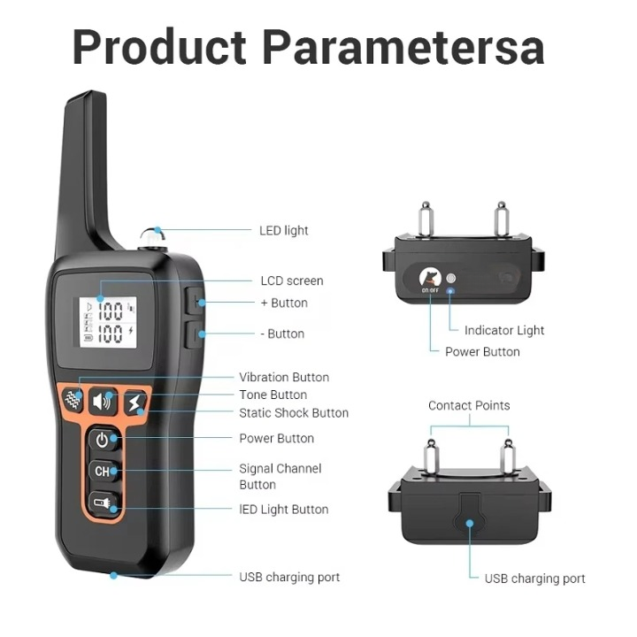 Rechargeable Electric Dog Training Collar with Remote & 1000m Range – PetControl Bowlift