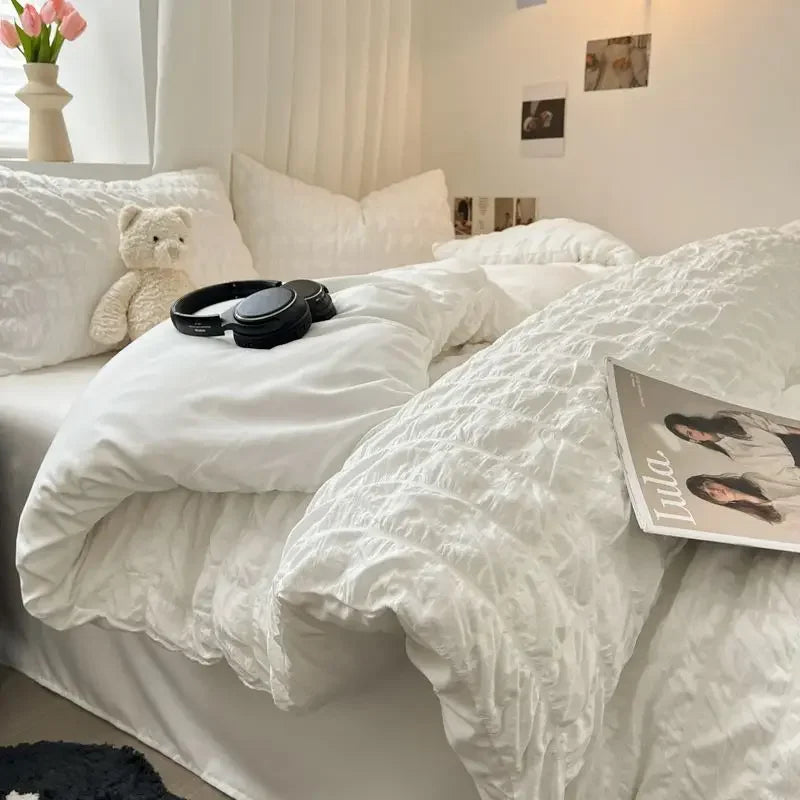 BowLift | ChicParis | Seersucker Bedding Set – Lightweight, Soft & Elegant French-Style Duvet Cover Set