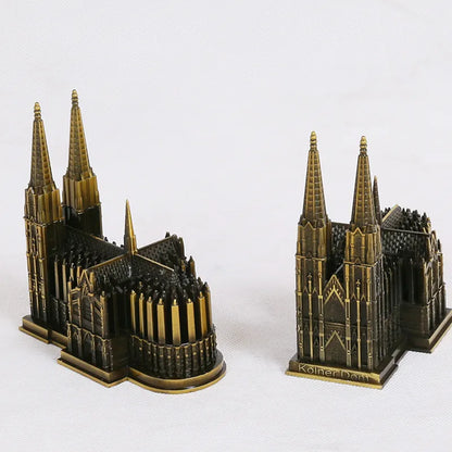 LZINA™ | Cologne Cathedral Model Metal Antique Bronze Germany Cologne Cathedral Building Figurine World Famous Landmark Architecture Decoration