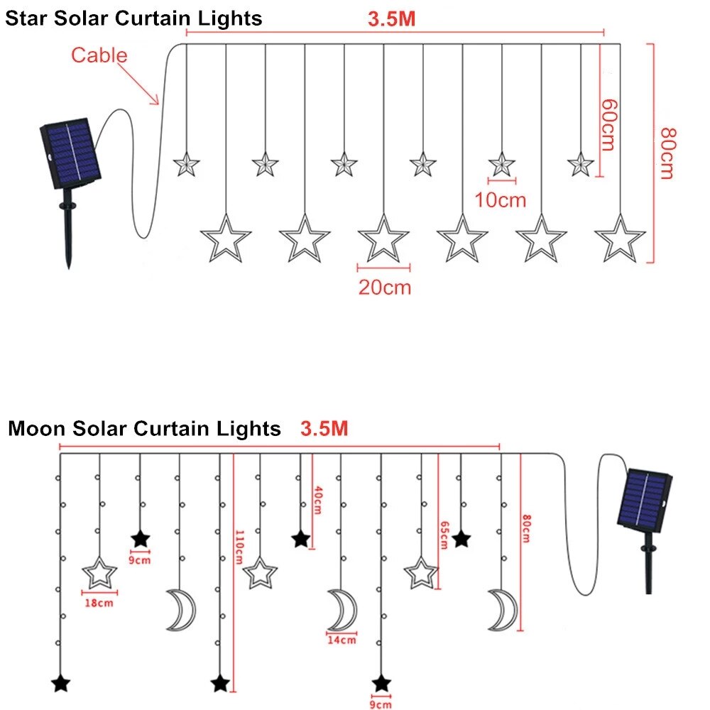 LZINA™ | Solar Moon Star Lamp LED String Lights Decoration