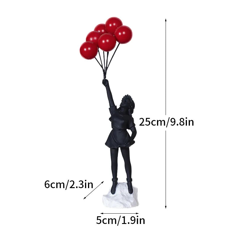 LZINA™ | Dropshipping Banksy Sculpture Collection Flower Thrower Statue Pop Art Modern Balloon Girl Figurine Office Home Decoration