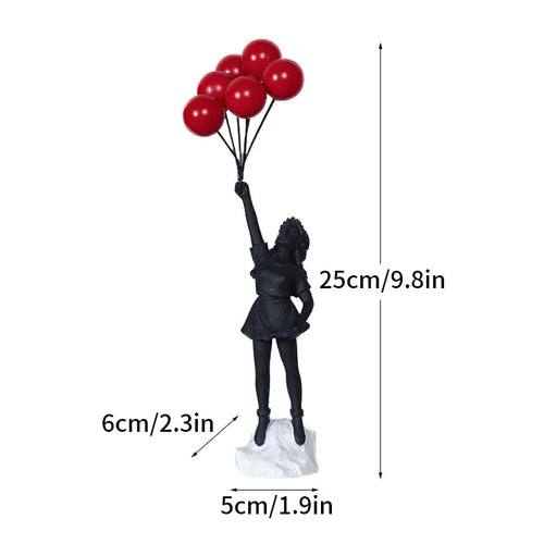 LZINA™ | Dropshipping Banksy Sculpture Collection Flower Thrower Statue Pop Art Modern Balloon Girl Figurine Office Home Decoration