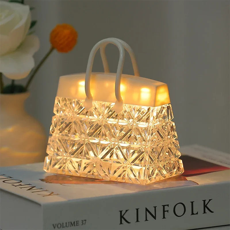 BowLift CrystalBag: Handbag-Shaped Acrylic Night Light – Creative & Sparkling Decorative Lamp