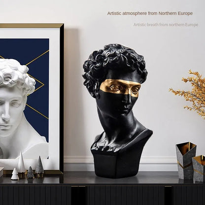 LZINA™ | Statues for decoration, 15 cm, David, coffee table, home decoration, ornaments, bust of a room made of plaster, white resin, decorative art sculpture