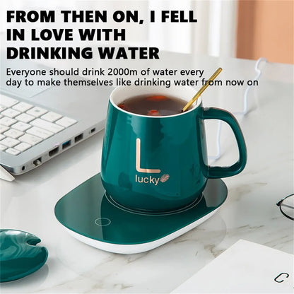 BowLift | Smart Ceramic Mug Heater Cup Coaster Warmer Thermostat Coffee Heating Electric Mug Set Milk Tea Heating Water Home Office Gift