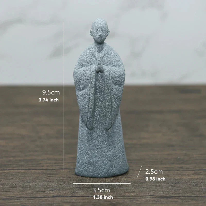 LZINA™ | Buddha Stone Statue Small Buddhist Monks Tibetan Buddhism Figures Zen Garden Ornament Meditation Home Aquarium Decoration