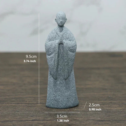 LZINA™ | Buddha Stone Statue Small Buddhist Monks Tibetan Buddhism Figures Zen Garden Ornament Meditation Home Aquarium Decoration