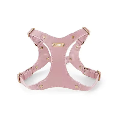 Adjustable Leather Dog Harness with Custom Engraving Bowlift