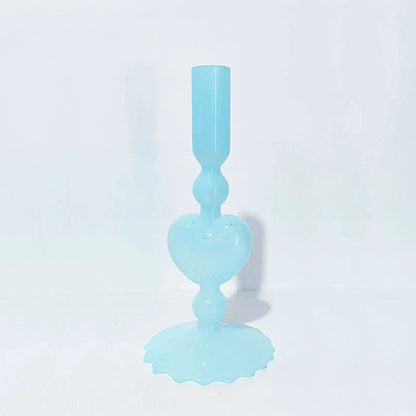 BowLift | Retro Taper Candle Holder Red Heart Shape Glass Candle Holder Wedding Table Decoration Home Party Glass Vase Decor