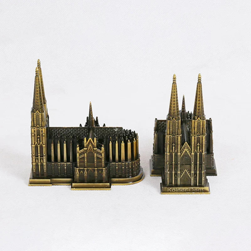 LZINA™ | Cologne Cathedral Model Metal Antique Bronze Germany Cologne Cathedral Building Figurine World Famous Landmark Architecture Decoration